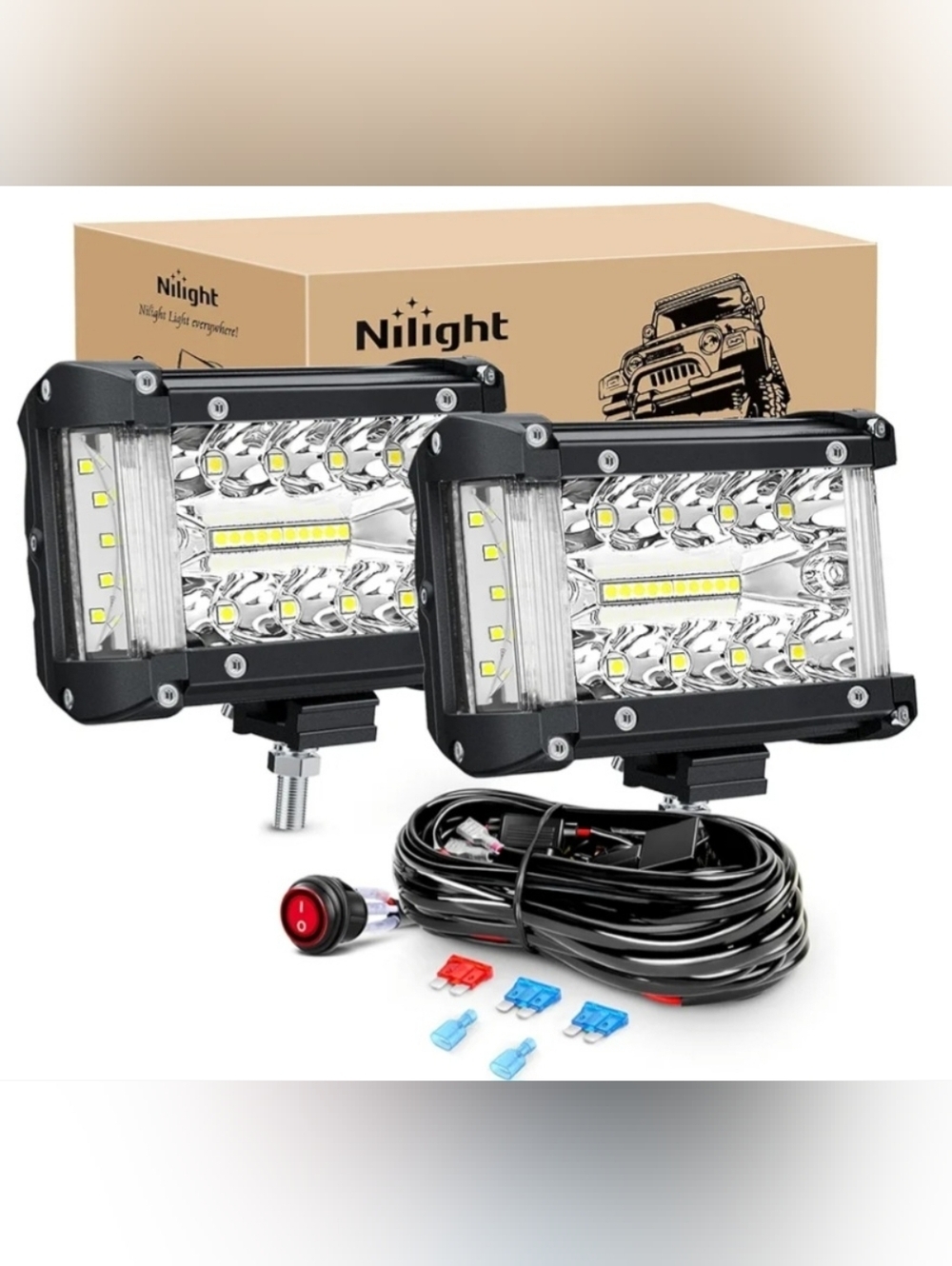 New 2 Piece 4.3in Nilight LED Light Bar